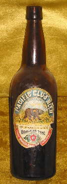 Ca. 1906 to 1909 "quart" beer bottle; click to enlarge.