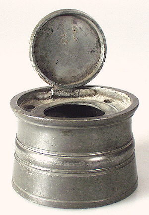 Early 19th century pewter inkwell.