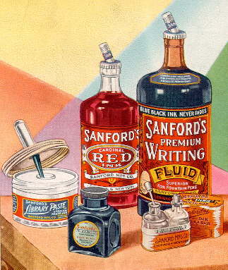 1928 Sanford's Ink advertisement; click to enlarge.