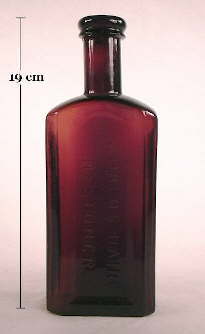 Mrs. Allen's Hair Restorer bottle in a deep reddish amethyst color; click to enlarge.