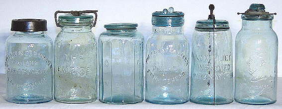 Mid to late 19th century unusual fruit jar closures; click to enlarge.