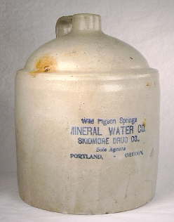 1900 era pottery jug used for mineral water; click to enlarge.